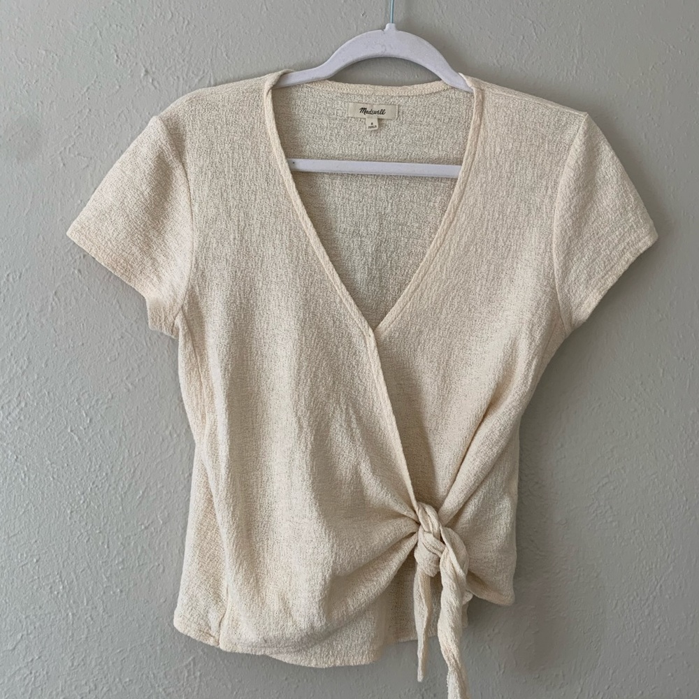 Madewell Short Sleeve Cotton Wrap Blouse